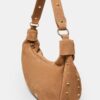 100% leeren schoudertas met studs