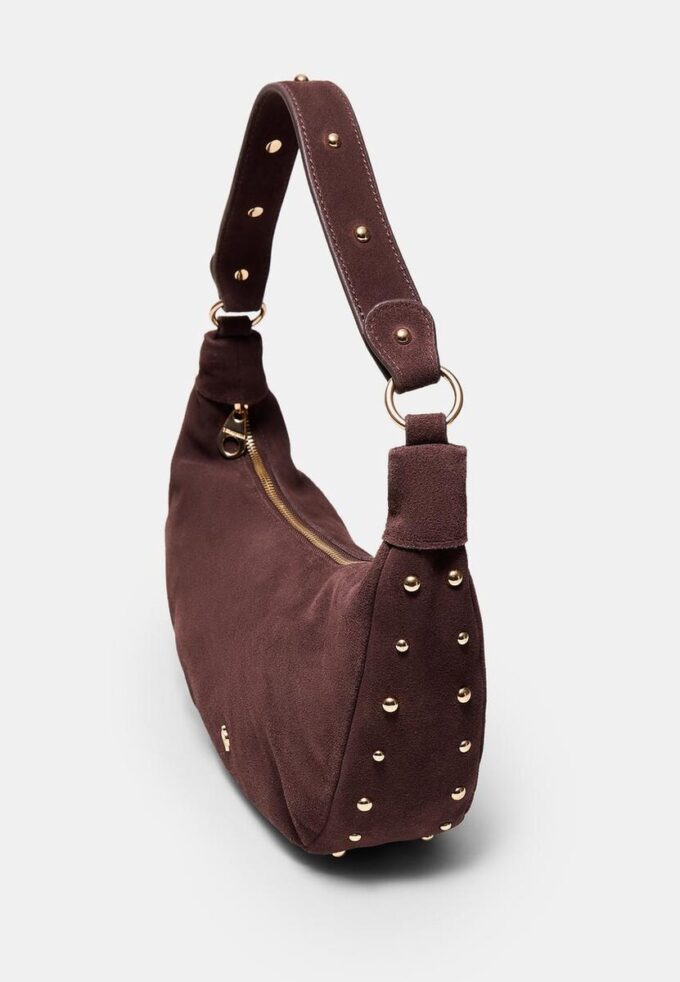 100% leeren schoudertas met studs