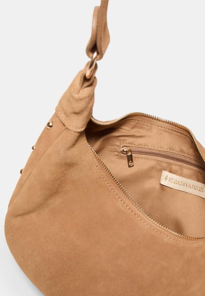 100% leeren schoudertas met studs
