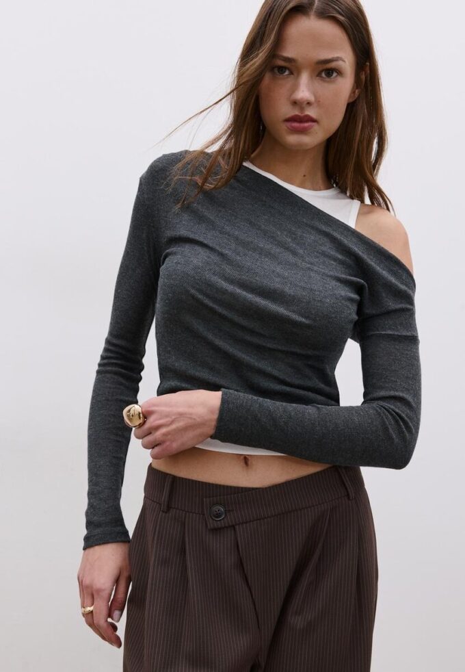 Asymmetrisch dubbel T-shirt Asymmetrisch dubbel T-shirt