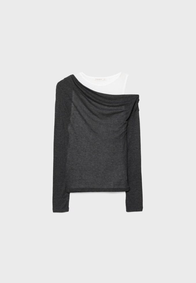 Asymmetrisch dubbel T-shirt Asymmetrisch dubbel T-shirt