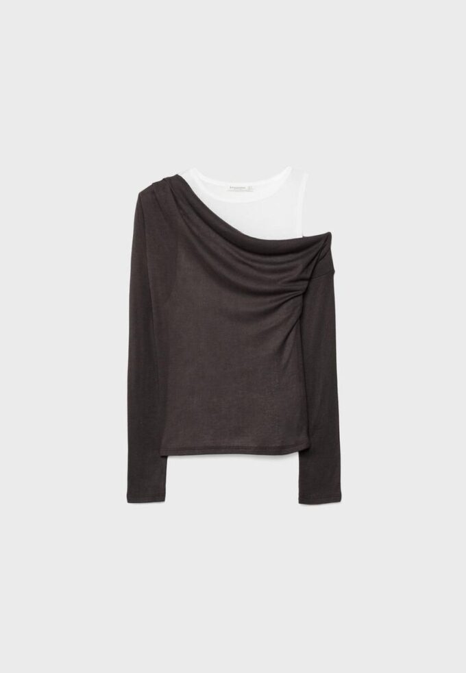 Asymmetrisch dubbel T-shirt Asymmetrisch dubbel T-shirt