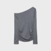 Asymmetrisch T-shirt met gerimpelde details Asymmetrisch T-shirt met gerimpelde details