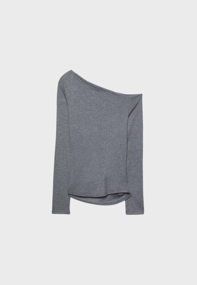 Asymmetrisch T-shirt met gerimpelde details Asymmetrisch T-shirt met gerimpelde details