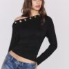 Asymmetrisch T-shirt met oogjes