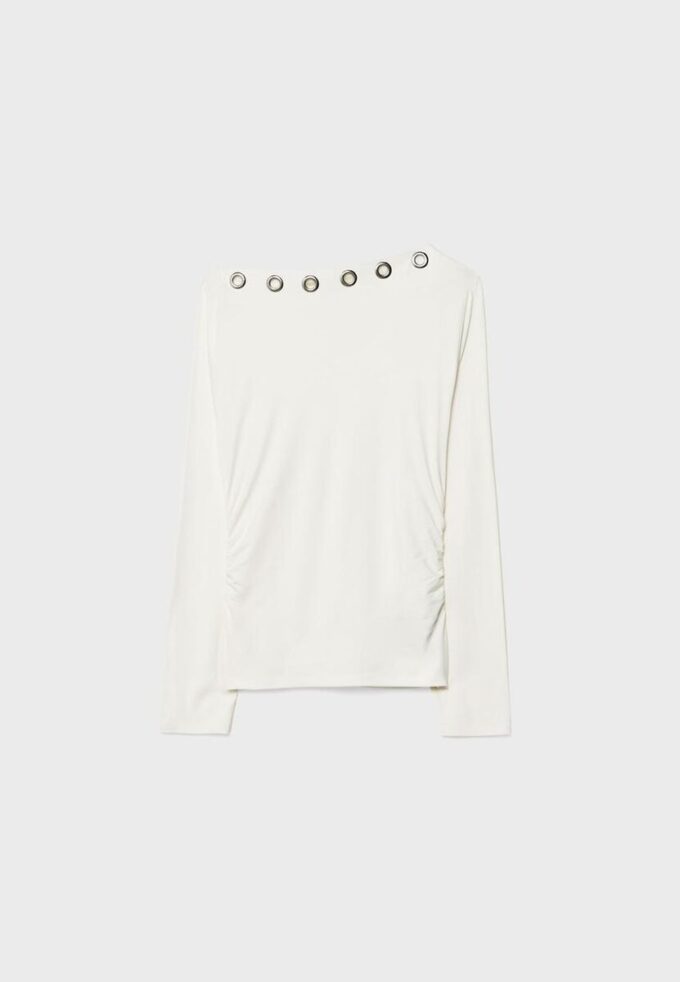 Asymmetrisch T-shirt met oogjes Asymmetrisch T-shirt met oogjes