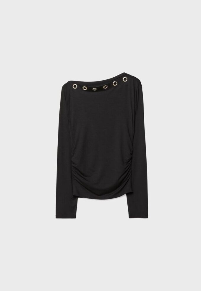Asymmetrisch T-shirt met oogjes
