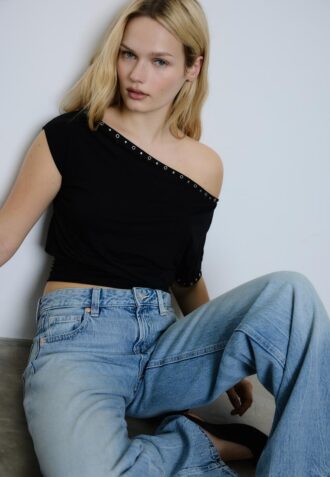 Asymmetrisch T-shirt met studs