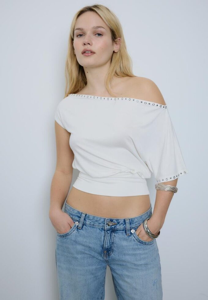 Asymmetrisch T-shirt met studs