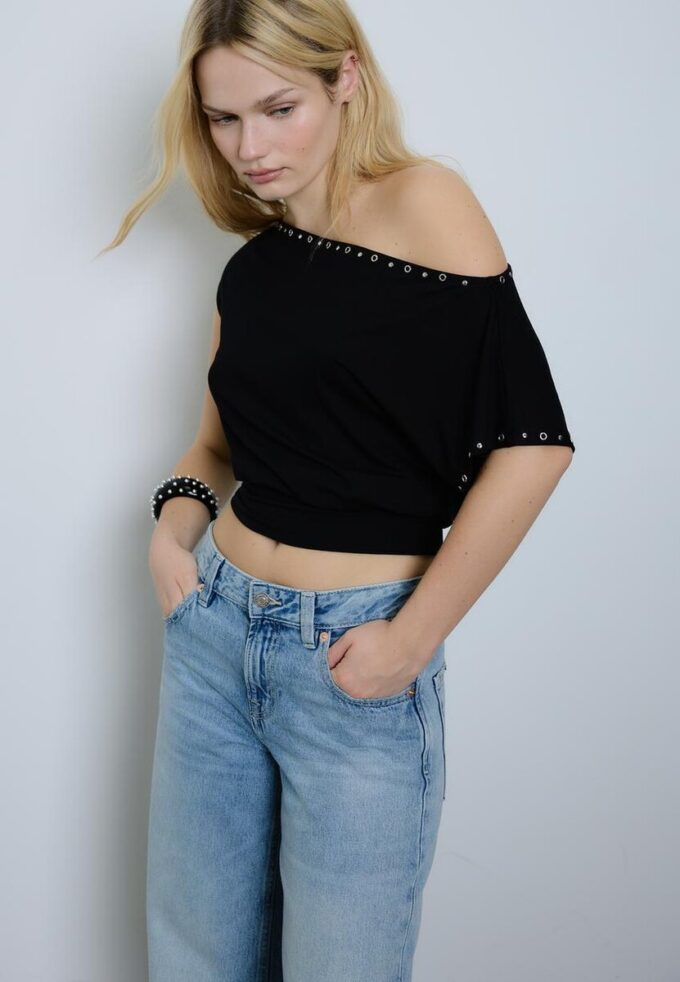 Asymmetrisch T-shirt met studs