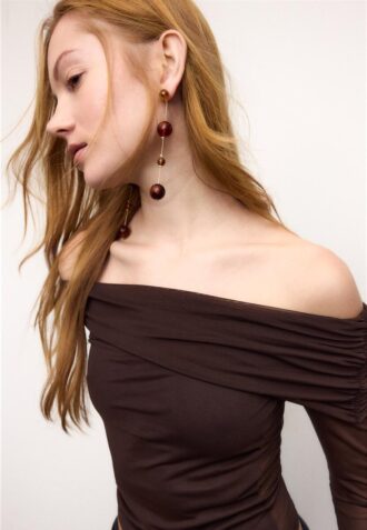 Asymmetrisch tule T-shirt
