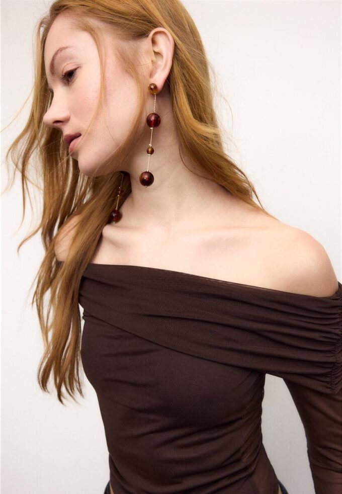 Asymmetrisch tule T-shirt