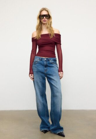 Asymmetrisch tule T-shirt