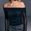 Asymmetrisch tule T-shirt Asymmetrisch tule T-shirt