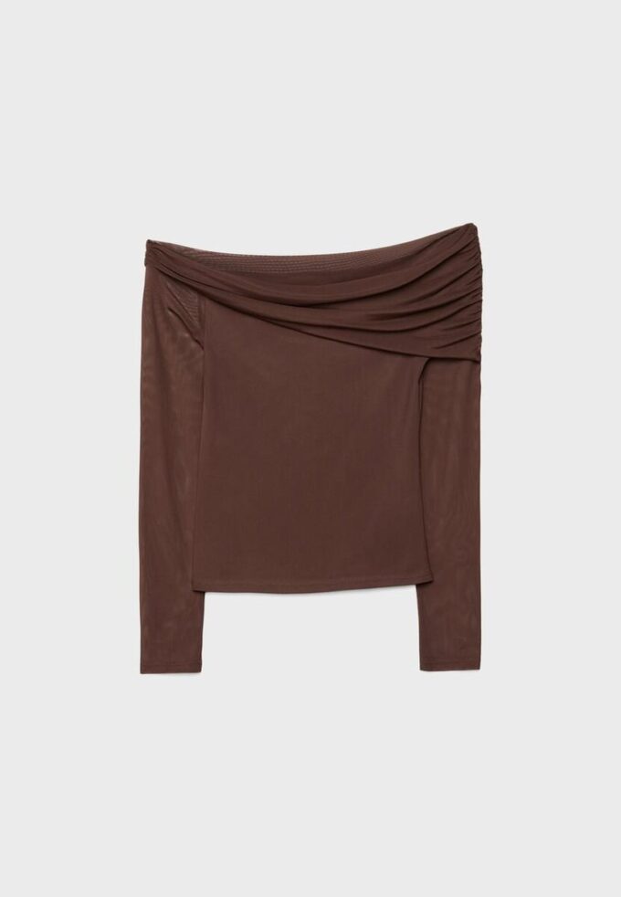 Asymmetrisch tule T-shirt