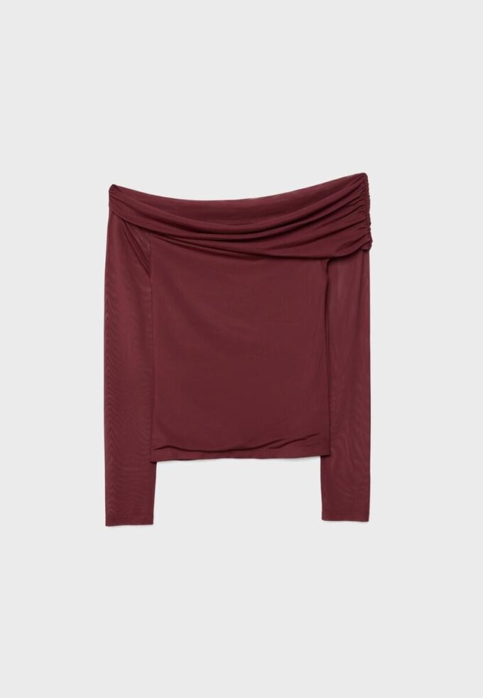 Asymmetrisch tule T-shirt