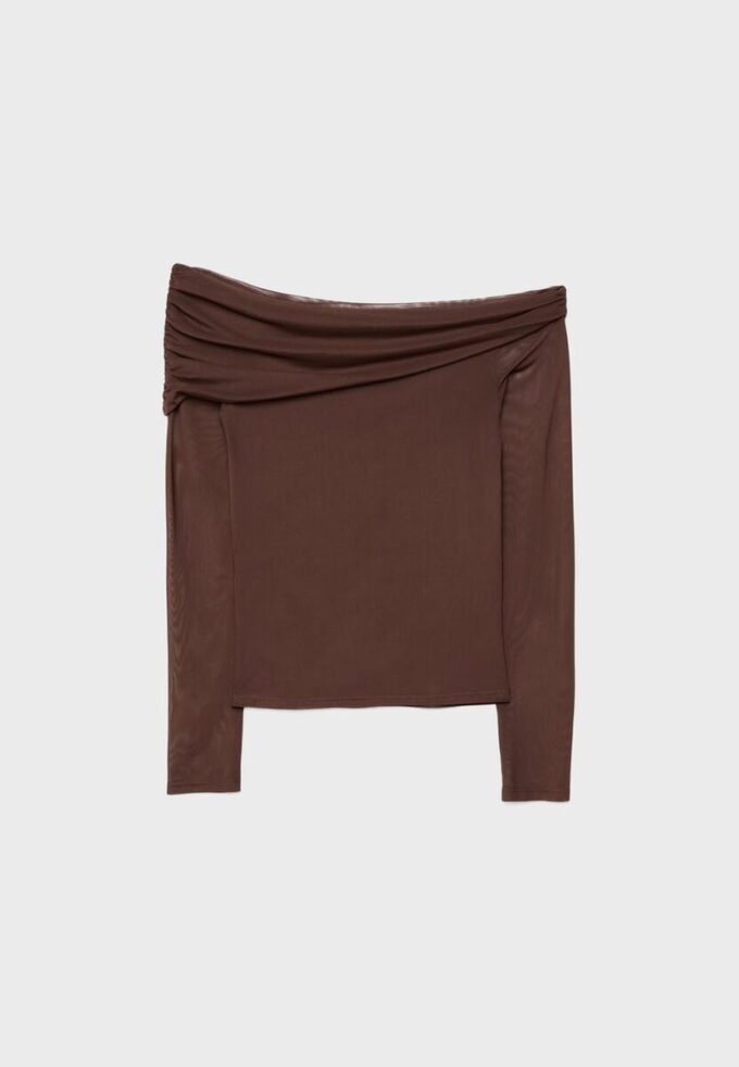 Asymmetrisch tule T-shirt
