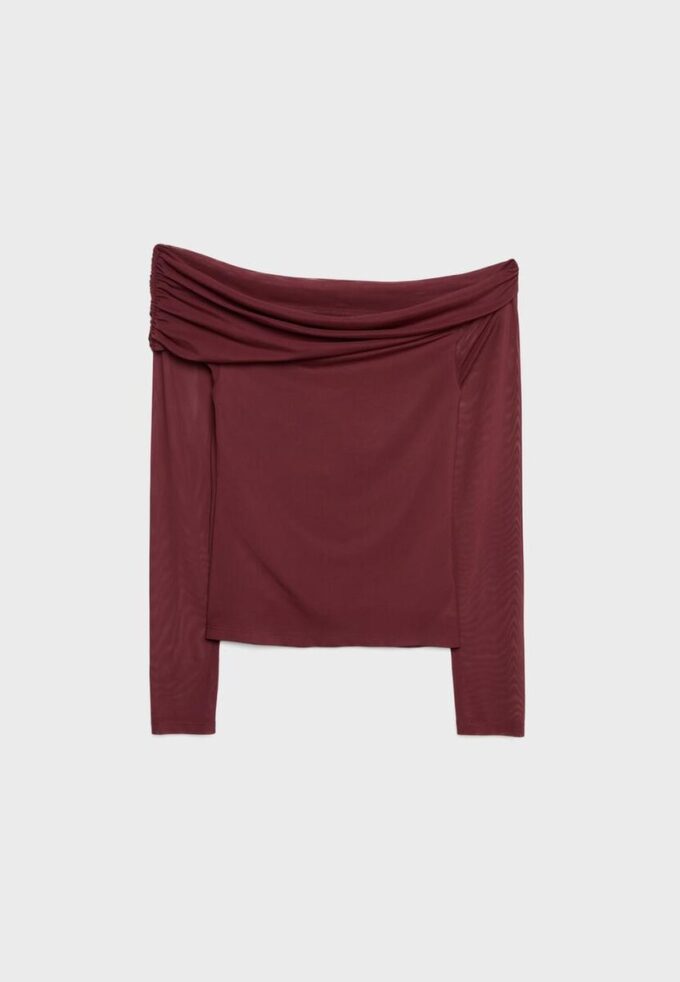 Asymmetrisch tule T-shirt