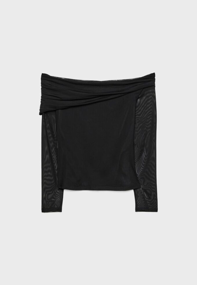Asymmetrisch tule T-shirt Asymmetrisch tule T-shirt