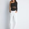 Asymmetrische bodysuit met doorschijnende details Asymmetrische bodysuit met doorschijnende details