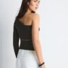 Asymmetrische bodysuit met doorschijnende details Asymmetrische bodysuit met doorschijnende details