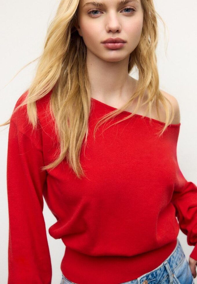 Asymmetrische gebreide trui