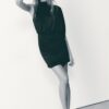 Asymmetrische gedrapeerde korte jurk