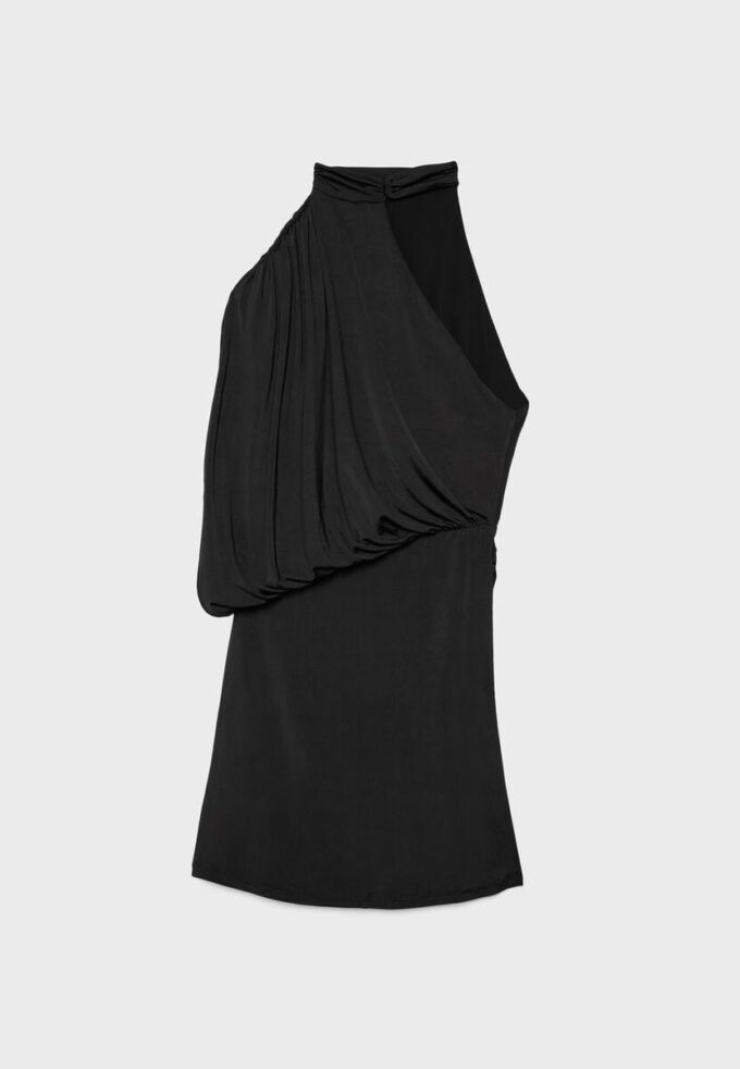 Asymmetrische gedrapeerde korte jurk