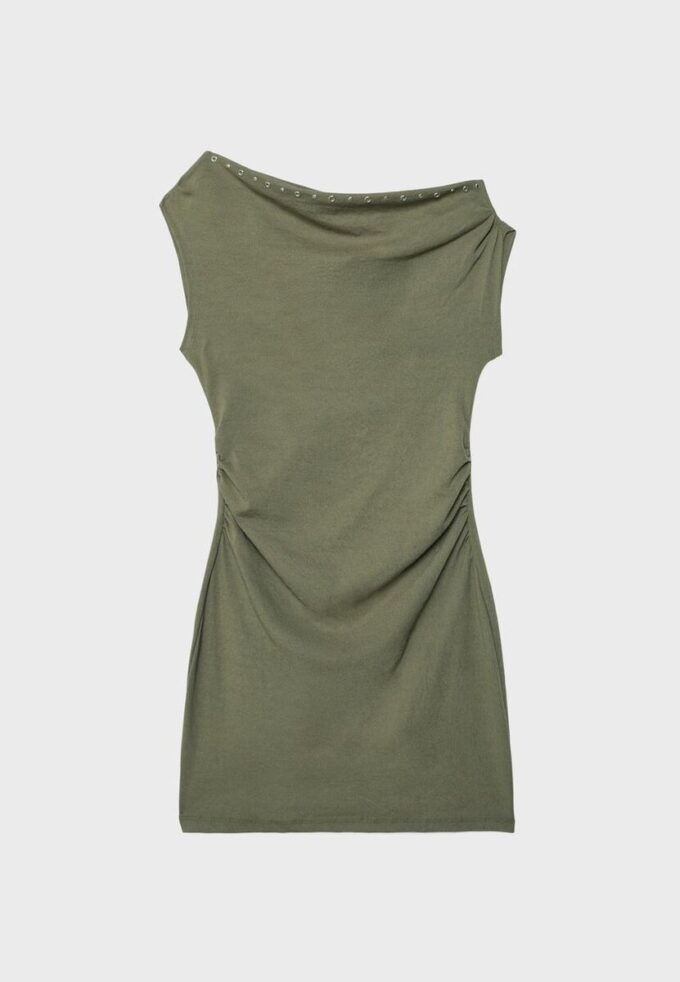 Asymmetrische mini-jurk met studs