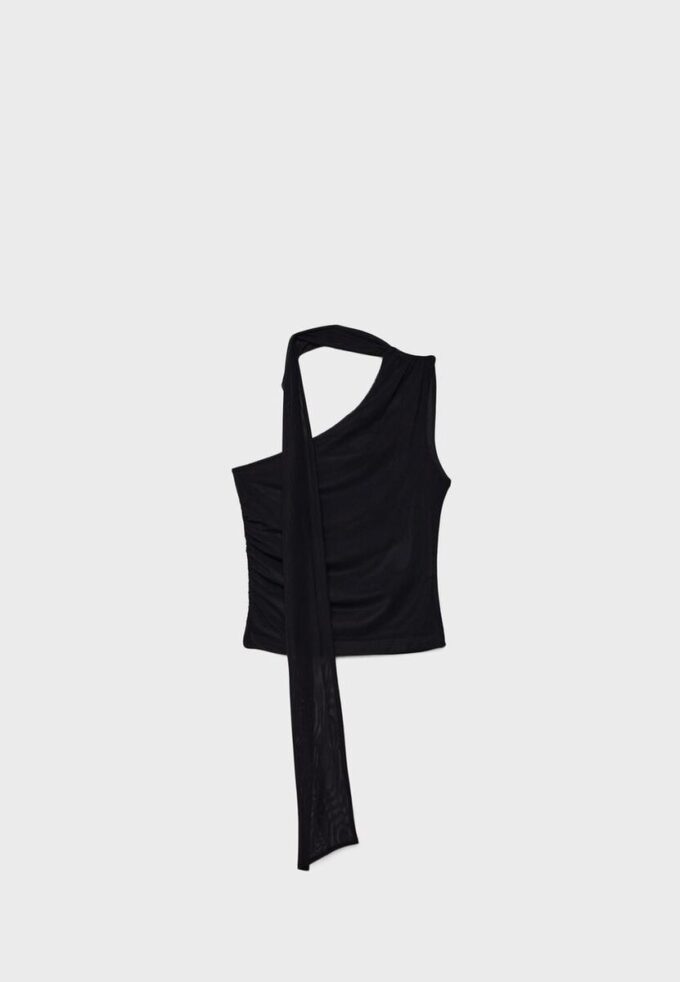 Asymmetrische tule top met sjaal Asymmetrische tule top met sjaal