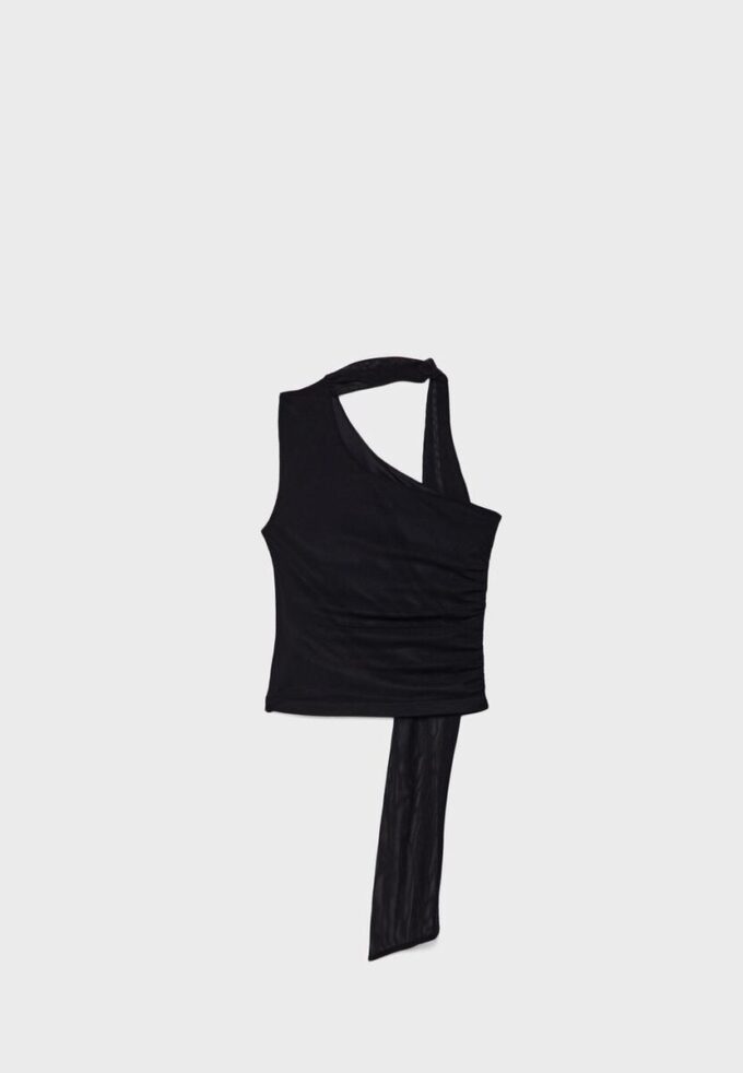Asymmetrische tule top met sjaal Asymmetrische tule top met sjaal