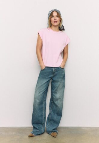 B06 Basic T-shirt met verlaagde schouders