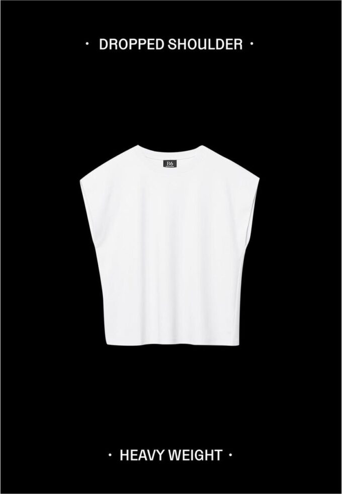 B06 Basic T-shirt met verlaagde schouders