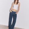 Baggy jeans met gestreepte print en middelhoge taille Baggy jeans met gestreepte print en middelhoge taille