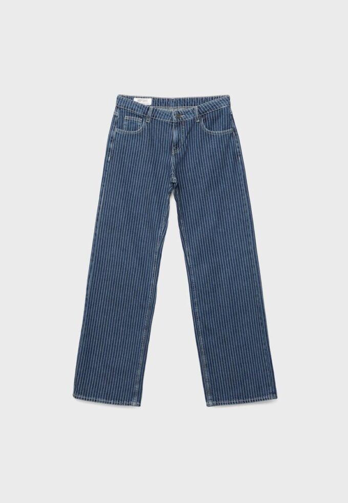 Baggy jeans met gestreepte print en middelhoge taille Baggy jeans met gestreepte print en middelhoge taille