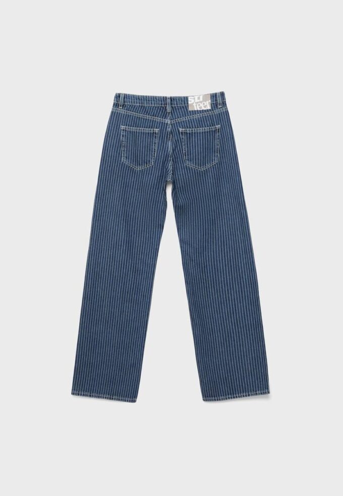 Baggy jeans met gestreepte print en middelhoge taille Baggy jeans met gestreepte print en middelhoge taille
