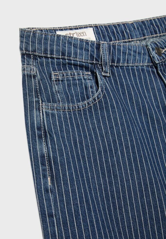 Baggy jeans met gestreepte print en middelhoge taille Baggy jeans met gestreepte print en middelhoge taille