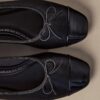 Ballerina’s met strikdetail en leerlook