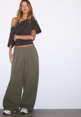 Barrel-broek van popeline met stoppers
