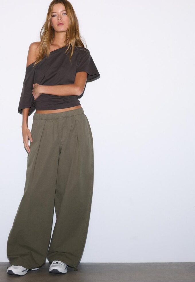 Barrel-broek van popeline met stoppers