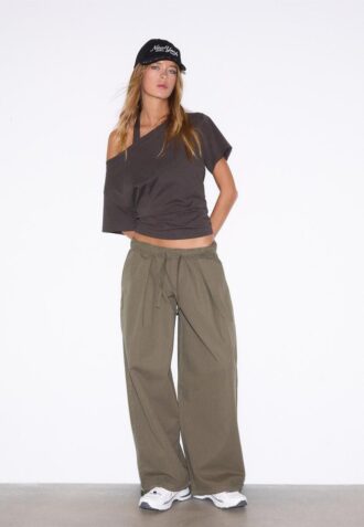 Barrel-broek van popeline met stoppers