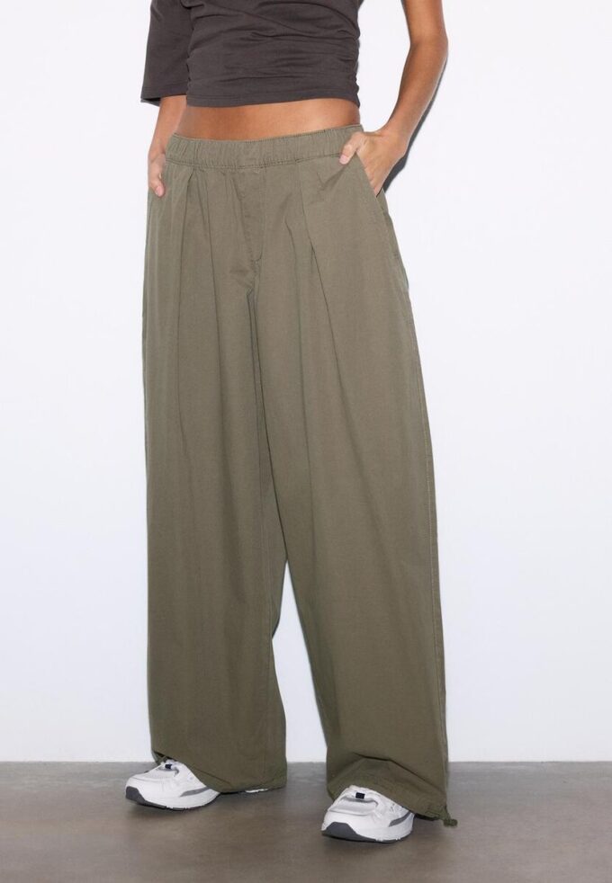 Barrel-broek van popeline met stoppers