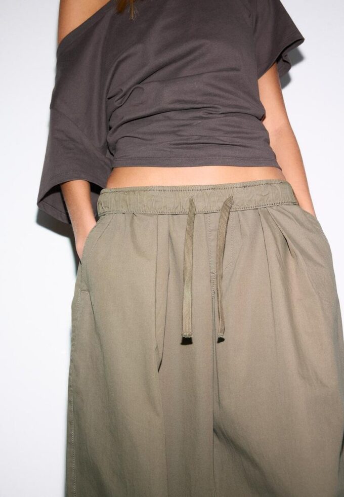 Barrel-broek van popeline met stoppers