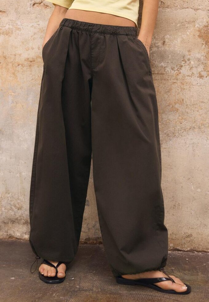 Barrel-broek van popeline met stoppers