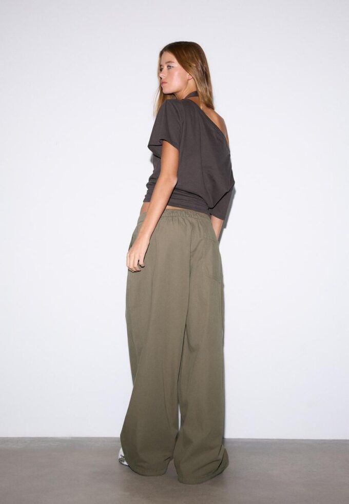 Barrel-broek van popeline met stoppers