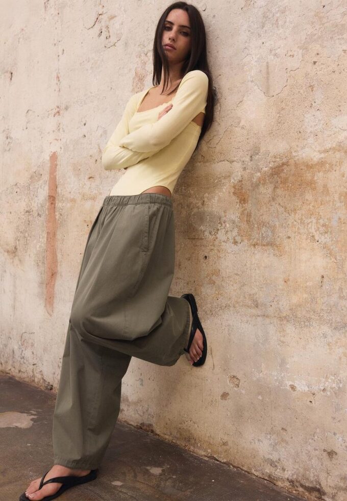 Barrel-broek van popeline met stoppers
