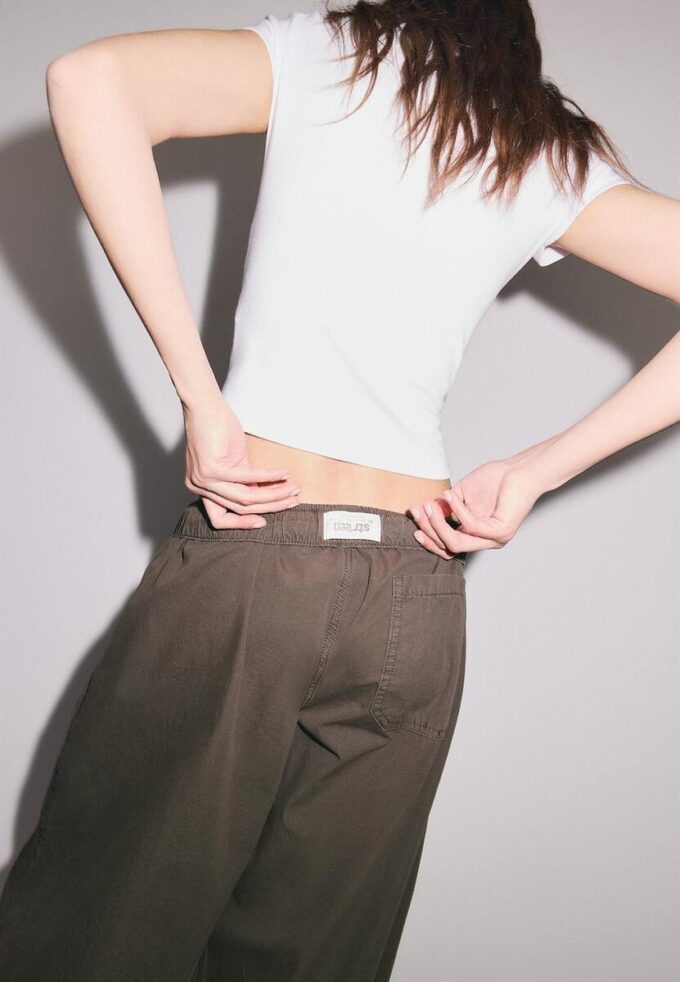 Barrel-broek van popeline met stoppers