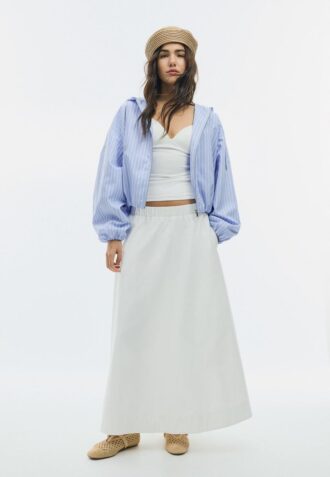 Basics gestreept nylon jack met capuchon