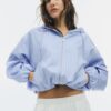 Basics gestreept nylon jack met capuchon