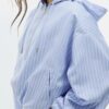Basics gestreept nylon jack met capuchon
